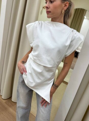 Top bianco asimmetrico spallina imbottita AnnaRita N Shop Online Top bianco asimmetrico spallina imbottita AnnaRita N