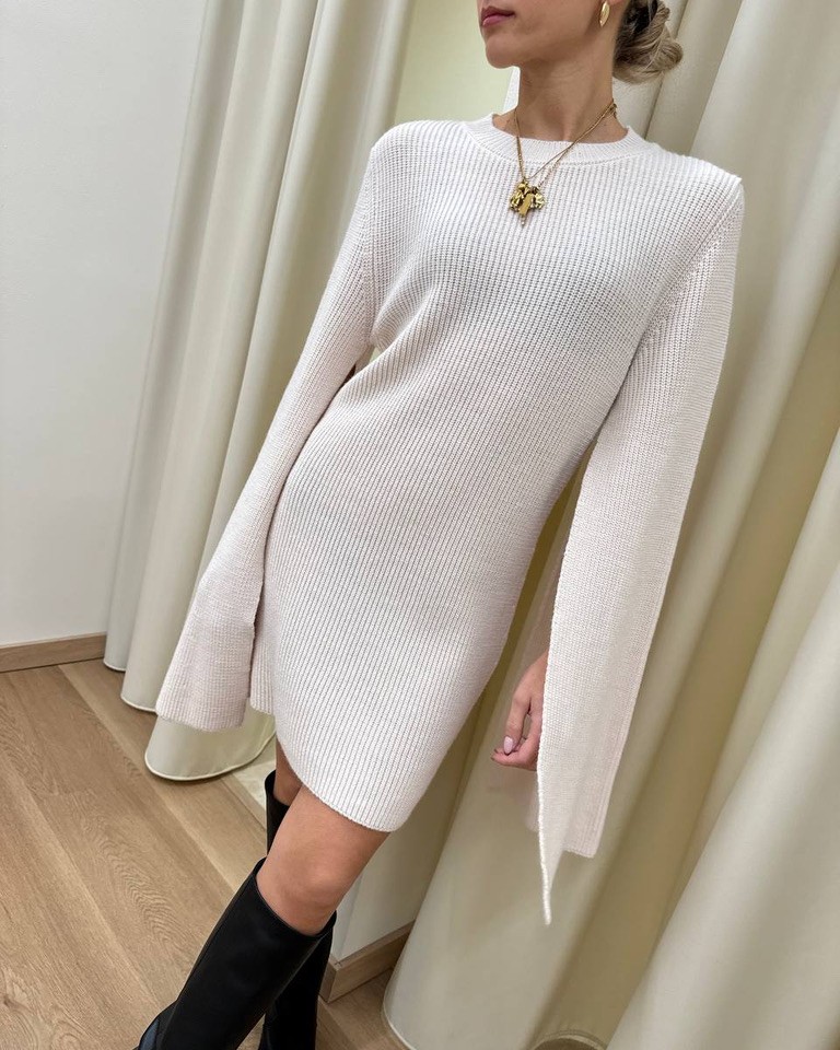 Vestito corto in maglia burro manica aperta HaveOne Shop Online Vestito corto in maglia burro manica aperta HaveOne