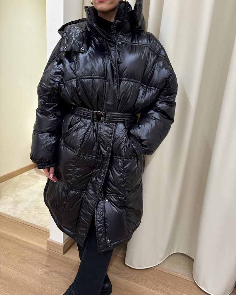 Piumino lungo nero con cintura HaveOne Shop Online Piumino lungo nero con cintura HaveOne