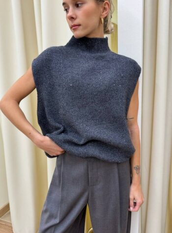 Gilet oversize grigio con micro paillettes HaveOne Shop Online Gilet oversize grigio con micro paillettes HaveOne
