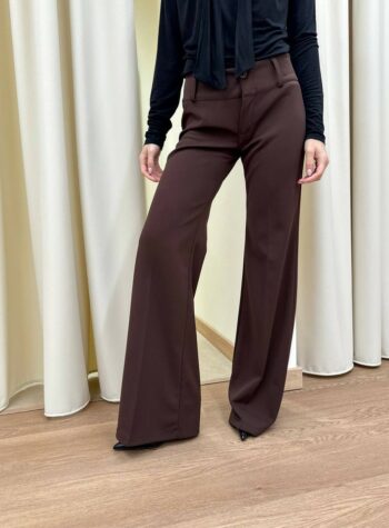 Pantalone cioccolato in crepe con nervatura HaveOne Shop Online Pantalone cioccolato in crepe con nervatura HaveOne