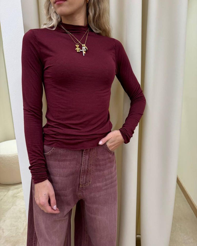 Maglia bordeaux collo cratere misto cachemire HaveOne Shop Online Maglia bordeaux collo cratere misto cachemire HaveOne