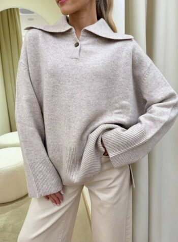 Shop Online Maglione polo tortora mèlange AnnaRita N