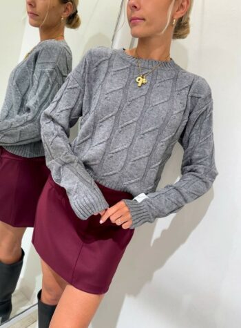 Shop Online Maglia corta grigia con trecce Hinnominate