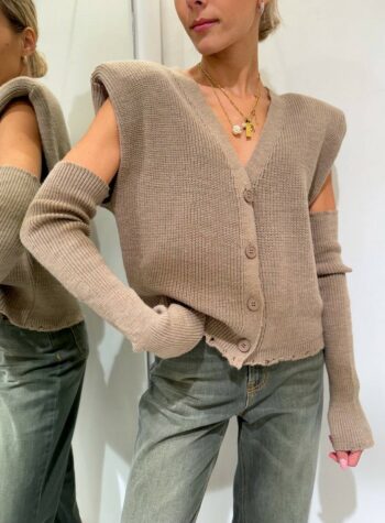 Shop Online Gilet tortora spalle imbottite e manicotti HaveOne