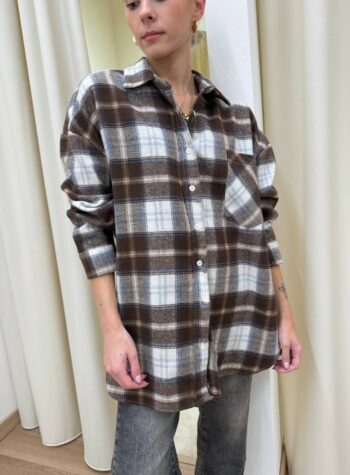 Camicia ampia check cioccolato e burro Vicolo Shop Online Camicia ampia check cioccolato e burro Vicolo