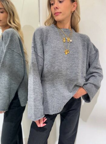 Shop Online Maglione ampio girocollo grigio Kontatto