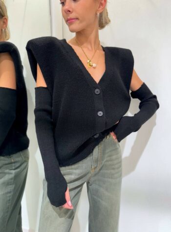 Shop Online Gilet nero con spalle imbottite e manicotti HaveOne