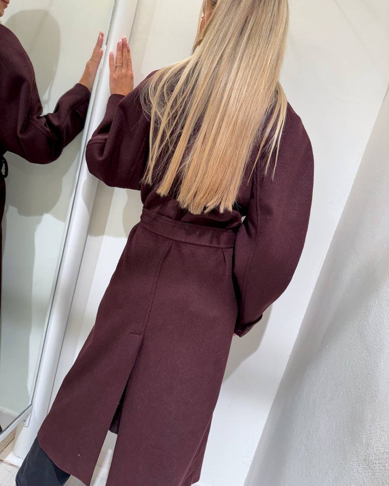 Cappotto bordeaux lungo con fusciacca Kontatto Shop Online Cappotto bordeaux lungo con fusciacca Kontatto