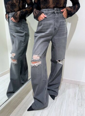 Shop Online Jeans grigio in bull con rotture Hinnominate