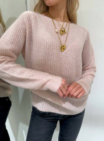 Shop Online Maglione barca rosa pastello in mohair Kontatto