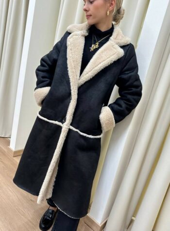 Giubbotto eco montone lungo nero HaveOne Shop Online Giubbotto eco montone lungo nero HaveOne
