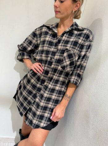 Shop Online Vestito camicia check blu e beige Susy Mix