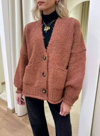 Cardigan oversize in maglia inglese blush Vicolo Shop Online Cardigan oversize in maglia inglese blush Vicolo