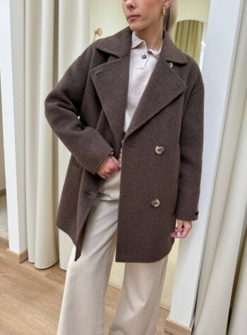 Shop Online Cappotto midi cioccolato doppiopetto AnnaRita N