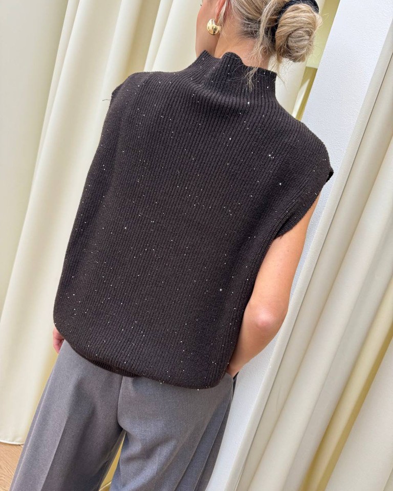 Gilet oversize moro con micro paillettes HaveOne Shop Online Gilet oversize moro con micro paillettes HaveOne