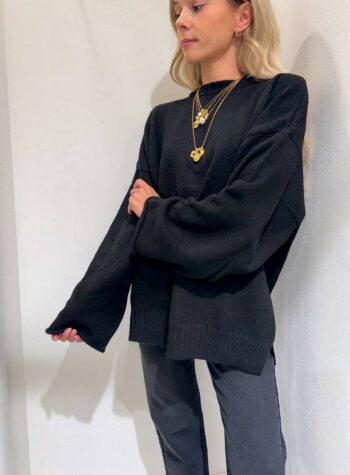 Shop Online Maglione ampio girocollo nero Kontatto