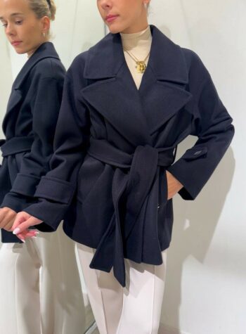 Shop Online Cappotto corto blu con cintura Souvenir