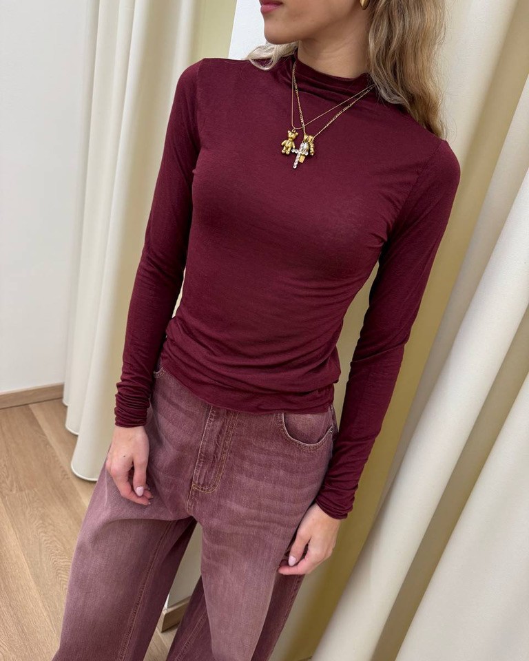 Maglia bordeaux collo cratere misto cachemire HaveOne Shop Online Maglia bordeaux collo cratere misto cachemire HaveOne
