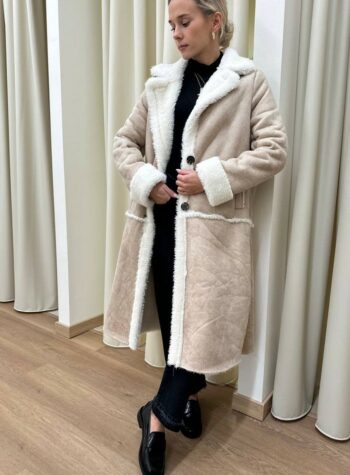 Giubbotto eco montone lungo beige HaveOne Shop Online Giubbotto eco montone lungo beige HaveOne