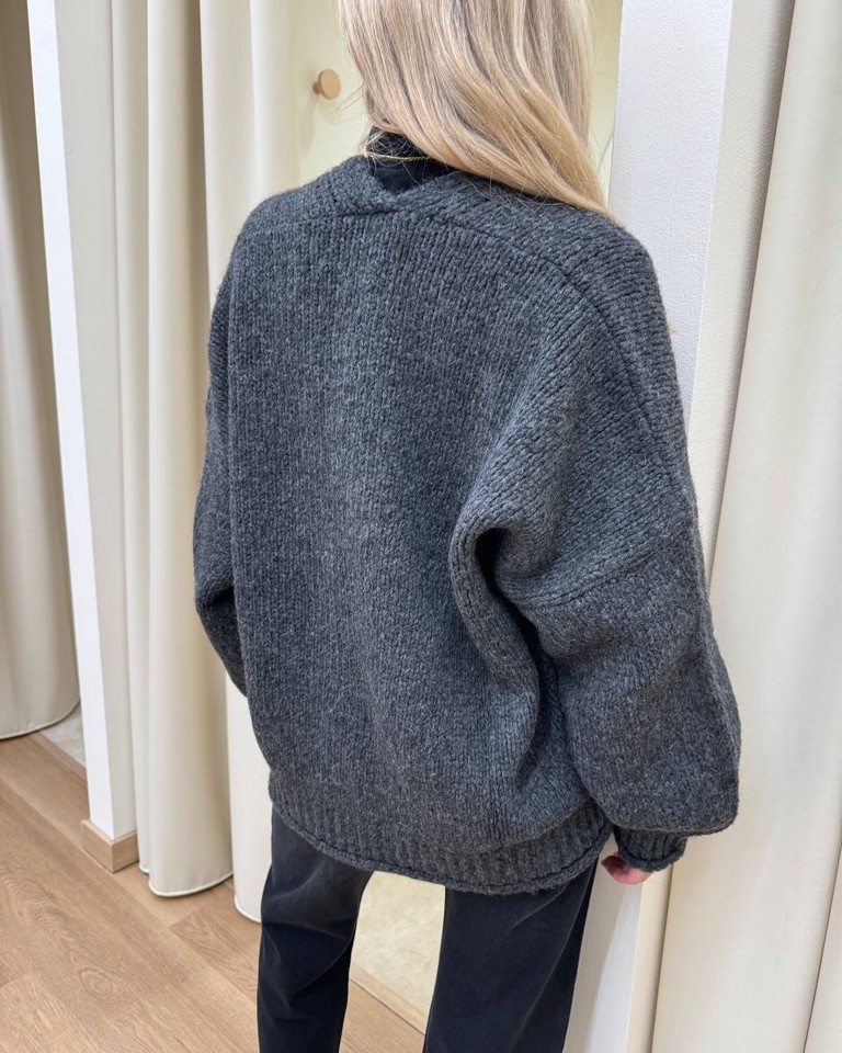 Cardigan oversize in maglia inglese antracite Vicolo Shop Online Cardigan oversize in maglia inglese antracite Vicolo