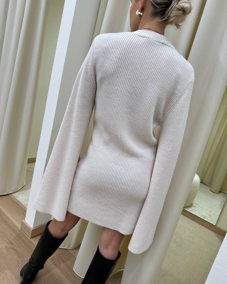 Vestito corto in maglia burro manica aperta HaveOne Shop Online Vestito corto in maglia burro manica aperta HaveOne