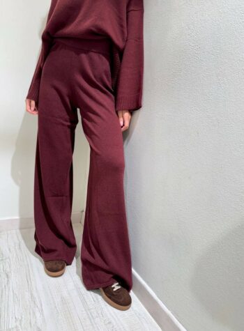 Shop Online Pantalone bordeaux in maglia misto cachemire Kontatto