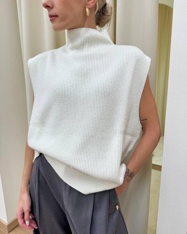 Gilet oversize burro con micro paillettes HaveOne Shop Online Gilet oversize burro con micro paillettes HaveOne