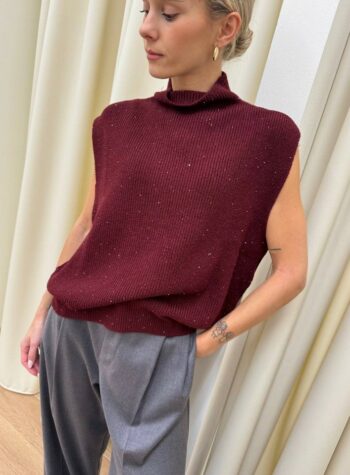 Gilet oversize bordeaux con micro paillettes HaveOne Shop Online Gilet oversize bordeaux con micro paillettes HaveOne
