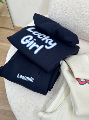 Shop Online Completo in felpa pantalone e felpa blu Leosmile