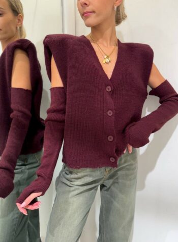 Shop Online Gilet con spalle imbottite e manicotti vino HaveOne