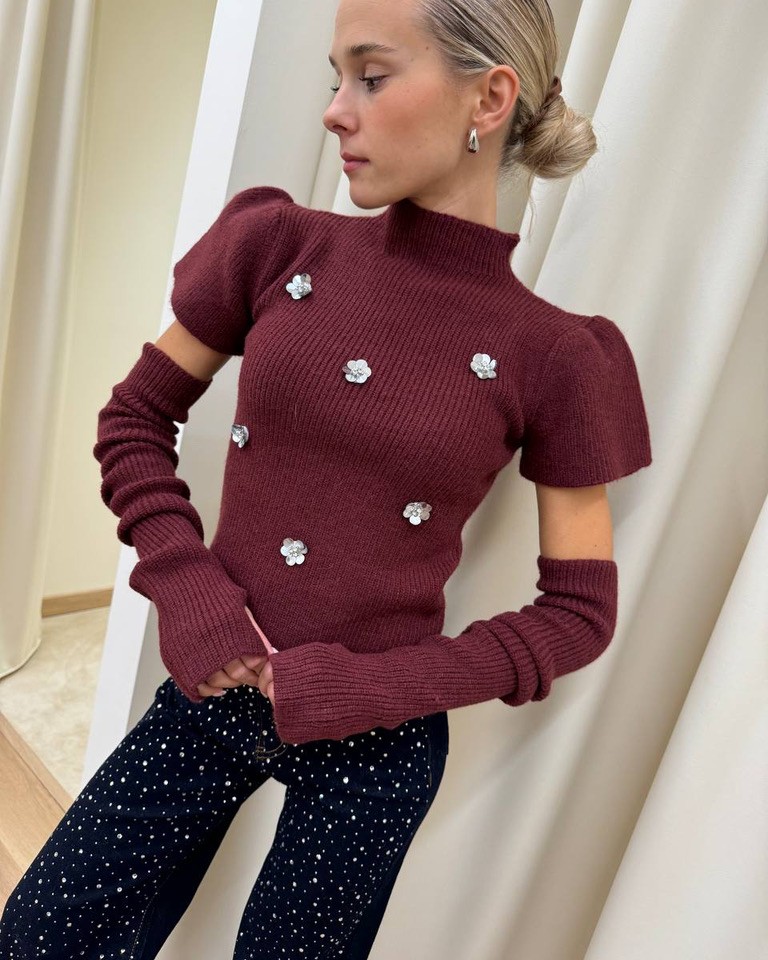 Maglia Barolo bordeaux con manicotti Odì Odì Shop Online Maglia Barolo bordeaux con manicotti Odì Odì