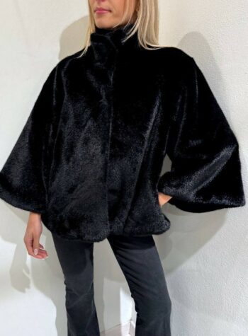 Pelliccia corta collo coreana nera Kontatto Shop Online Pelliccia corta collo coreana nera Kontatto