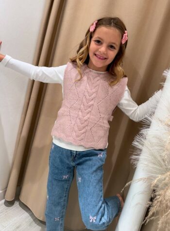 Shop Online Gilet in maglia trecce rosa Name It