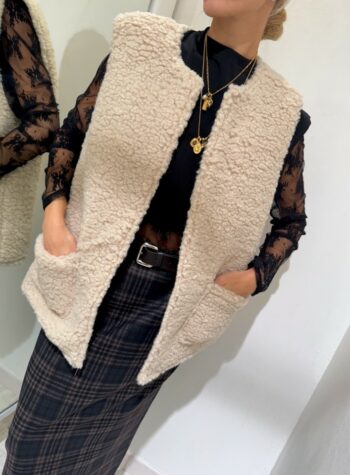 Shop Online Gilet eco pelliccia burro fodera maculata HaveOne