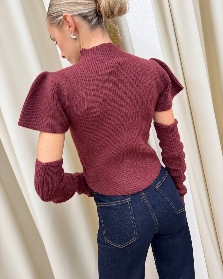 Maglia Barolo bordeaux con manicotti Odì Odì Shop Online Maglia Barolo bordeaux con manicotti Odì Odì