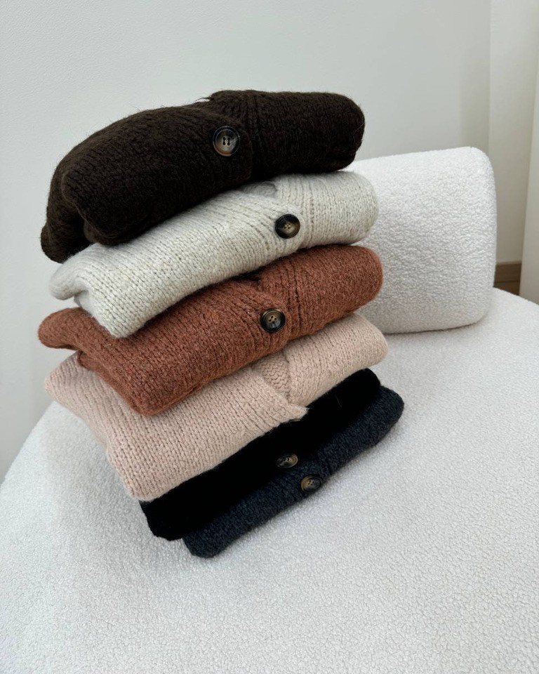 Cardigan oversize in maglia inglese moro Vicolo Shop Online Cardigan oversize in maglia inglese moro Vicolo
