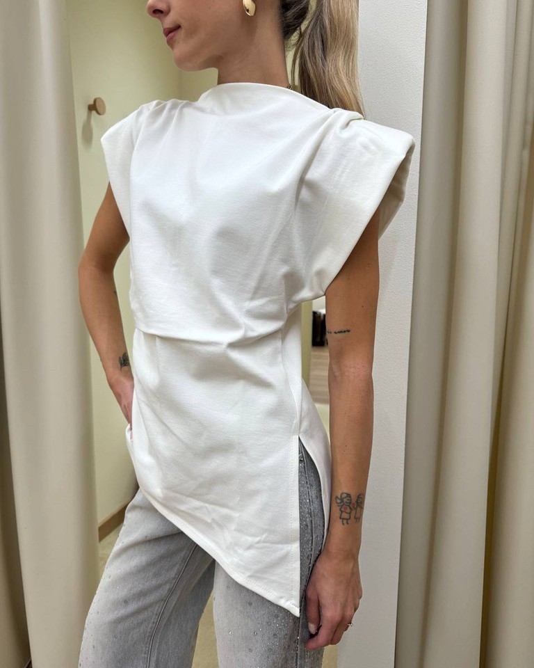 Top bianco asimmetrico spallina imbottita AnnaRita N Shop Online Top bianco asimmetrico spallina imbottita AnnaRita N