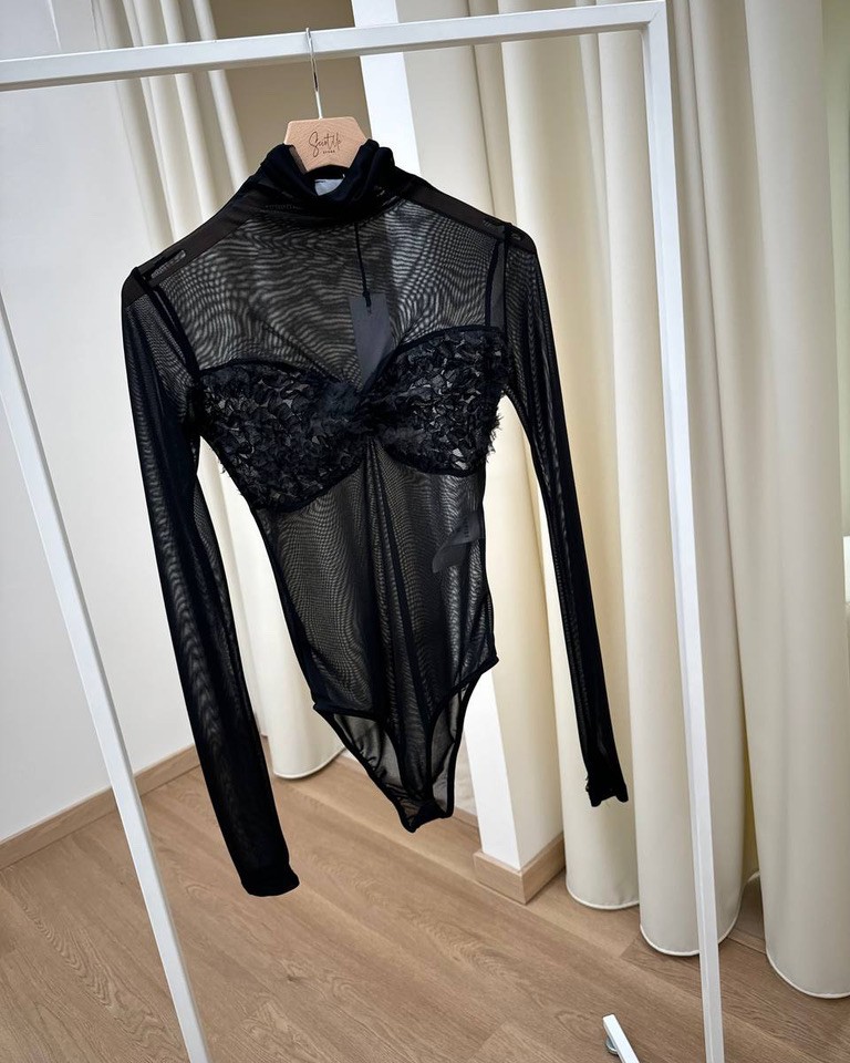 Body nero con tulle Revise Shop Online Body nero con tulle Revise