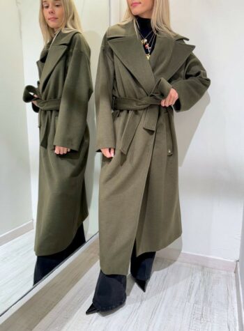 Shop Online Cappotto lungo verde militare con fusciacca Souvenir