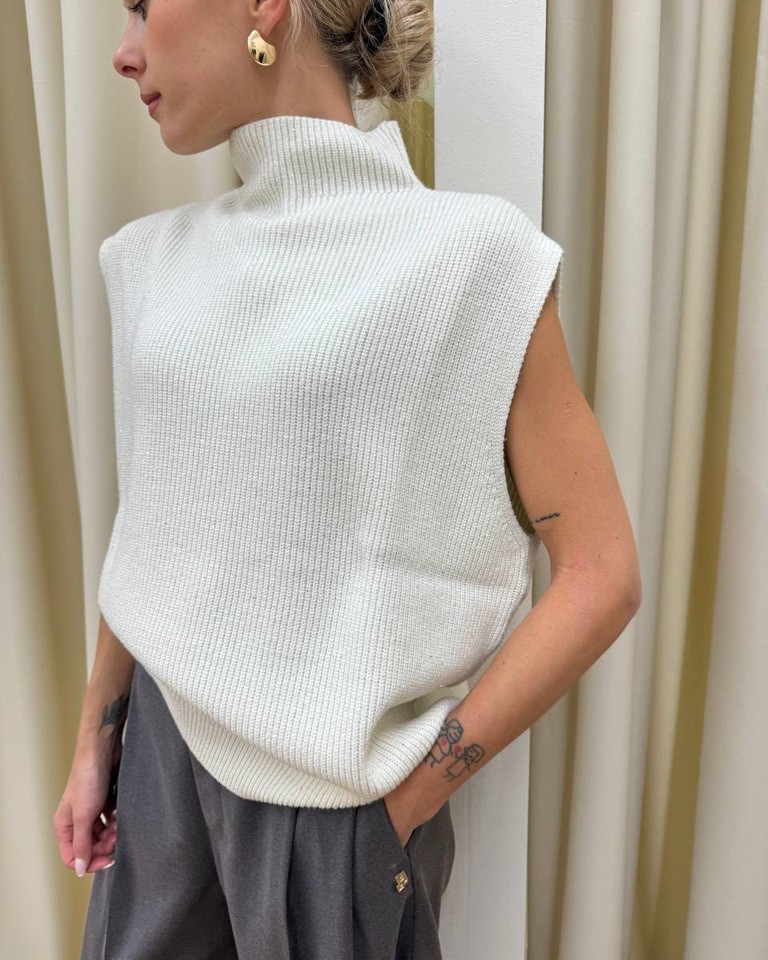Gilet oversize burro con micro paillettes HaveOne Shop Online Gilet oversize burro con micro paillettes HaveOne