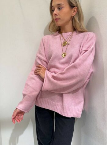 Shop Online Maglione ampio girocollo rosa pastello Kontatto
