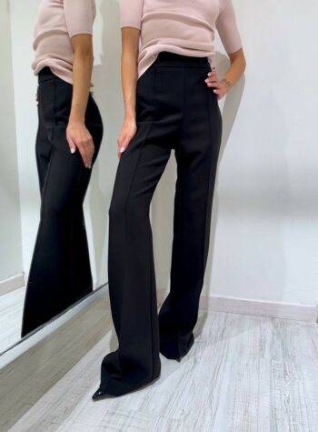 Shop Online Pantalone nero palazzo con piega Souvenir