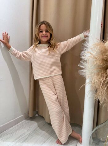 Shop Online Maglia check burro e rosa Lil' Atelier