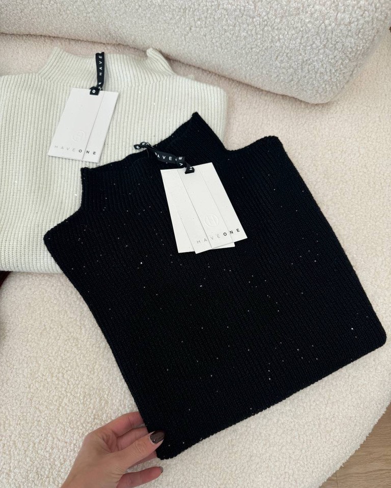 Gilet oversize nero con micro paillettes HaveOne Shop Online Gilet oversize nero con micro paillettes HaveOne