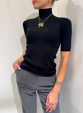 Shop Online Dolcevita motivi a coste nero Kontatto