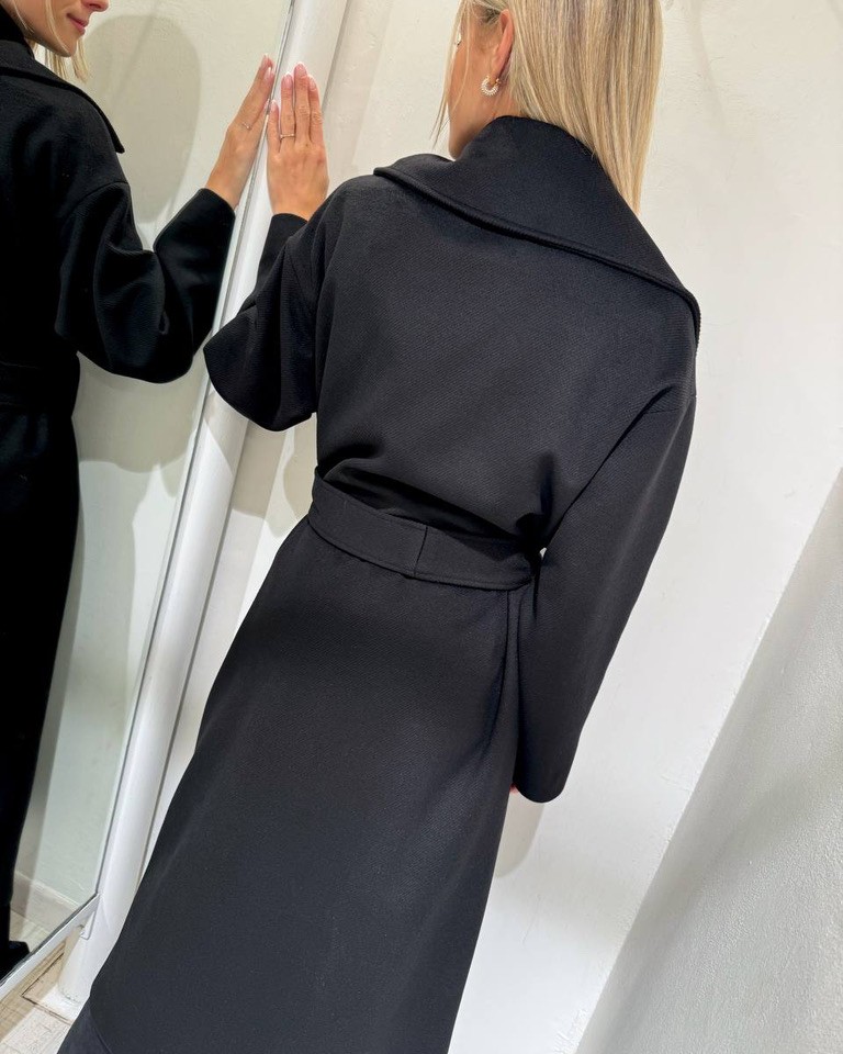 Cappotto lungo nero con fusciacca Souvenir Shop Online Cappotto lungo nero con fusciacca Souvenir