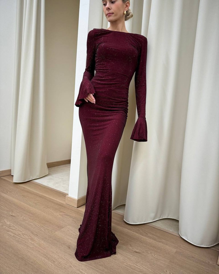 Vestito lungo Algedi con strass prugna Twentyfourhaitch Shop Online Vestito lungo Algedi con strass prugna Twentyfourhaitch