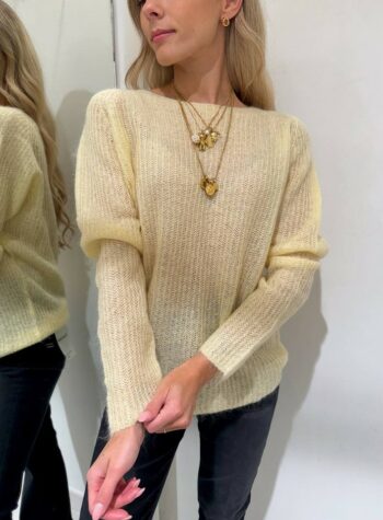 Shop Online Maglione barca giallo pastello in mohair Kontatto