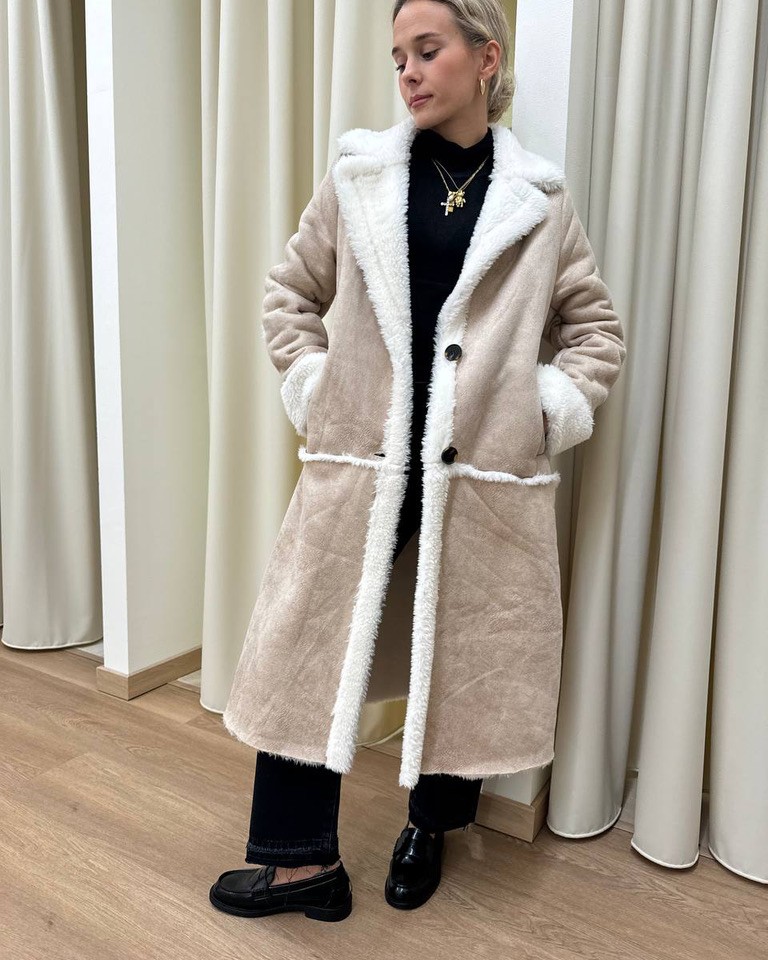Giubbotto eco montone lungo beige HaveOne Shop Online Giubbotto eco montone lungo beige HaveOne